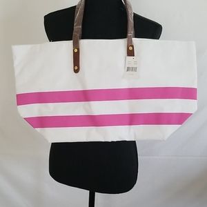 Belk Women's White and Pink Tote